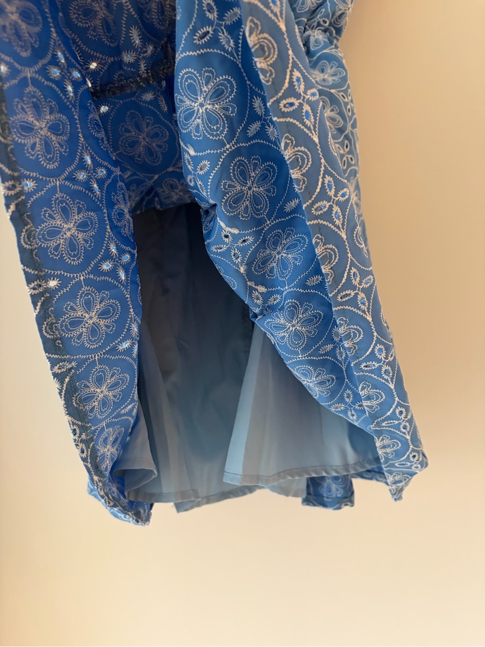 Blue stitch Patterned Ruffle-Strap Mini Dress - Picture 6 of 6